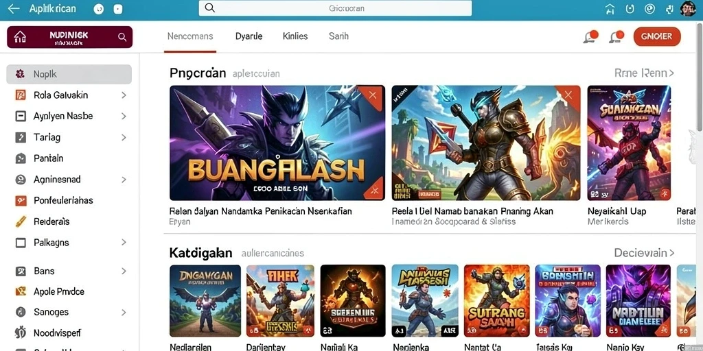 Tampilan utama dengan berbagai pilihan permainan.
